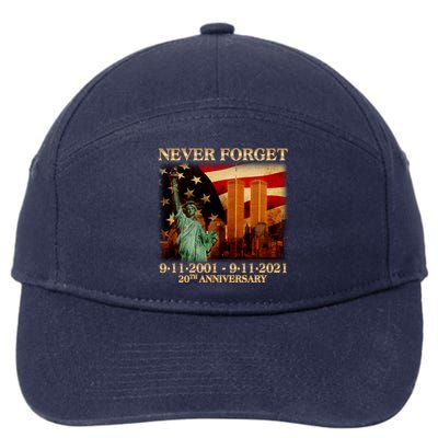 Never Forget September 11 9/11 20th Anniversary 7-Panel Snapback Hat