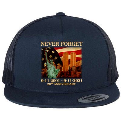 Never Forget September 11 9/11 20th Anniversary Flat Bill Trucker Hat