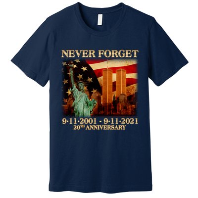 Never Forget September 11 9/11 20th Anniversary Premium T-Shirt