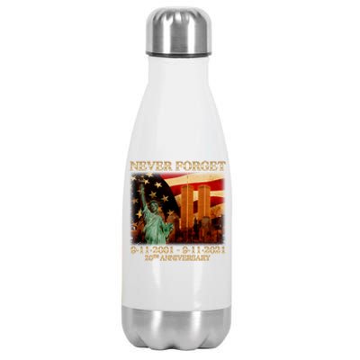 Never Forget September 11 9/11 20th Anniversary Stainless Steel Insulated Water Bottle