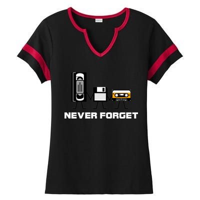 Never Forget Vintage Tapes Ladies Halftime Notch Neck Tee