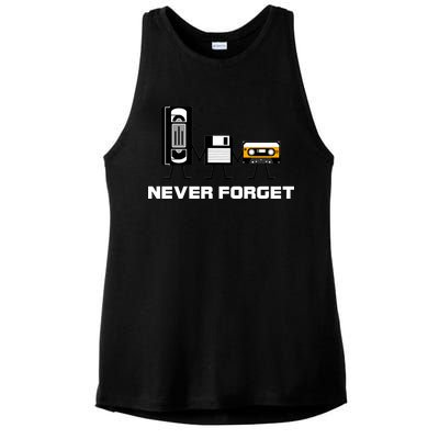 Never Forget Vintage Tapes Ladies PosiCharge Tri-Blend Wicking Tank