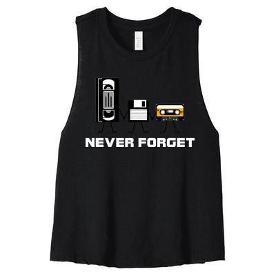 Never Forget Vintage Tapes Women's Racerback Cropped Tank