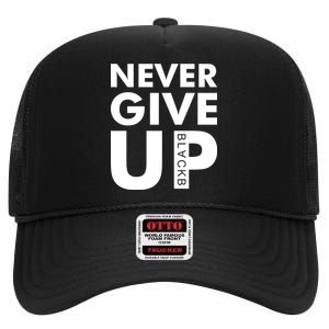 Never Give Up Black Liverpool High Crown Mesh Back Trucker Hat