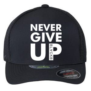 Never Give Up Black Liverpool Flexfit Unipanel Trucker Cap