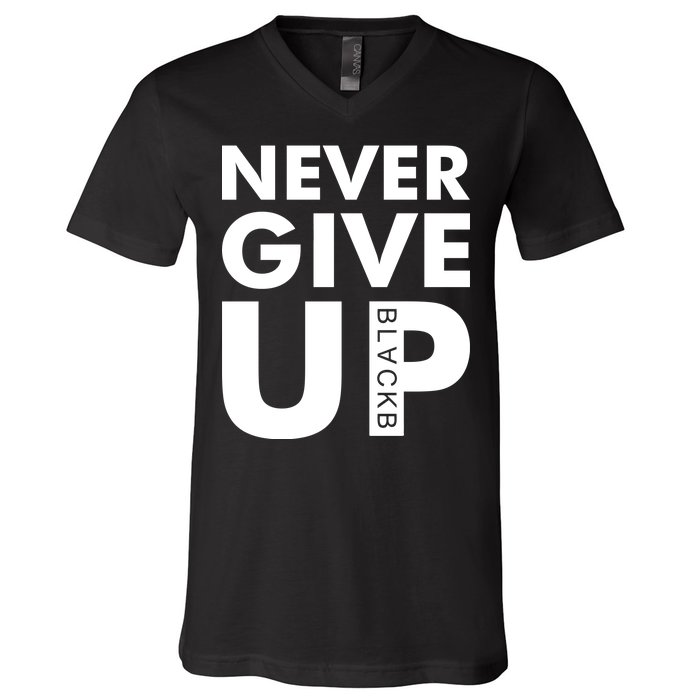 Never Give Up Black Liverpool V-Neck T-Shirt