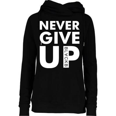 Never Give Up Black Liverpool Womens Funnel Neck Pullover Hood