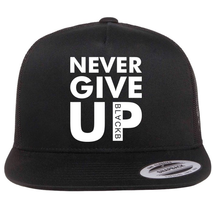 Never Give Up Black Liverpool Flat Bill Trucker Hat