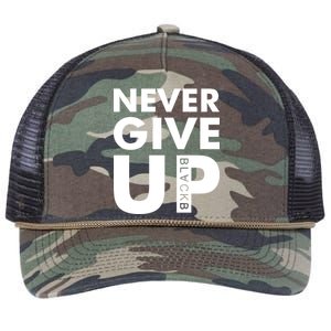 Never Give Up Black Liverpool Retro Rope Trucker Hat Cap