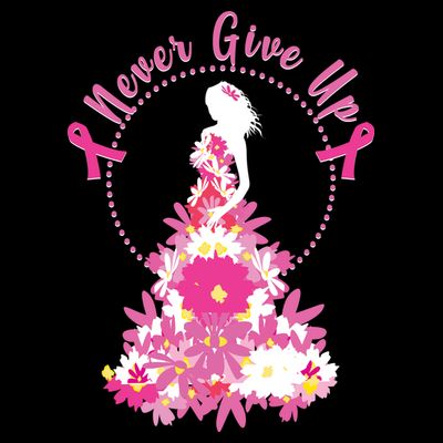 Never Give Up Breast Cancer Awareness Floral T-Shirt
