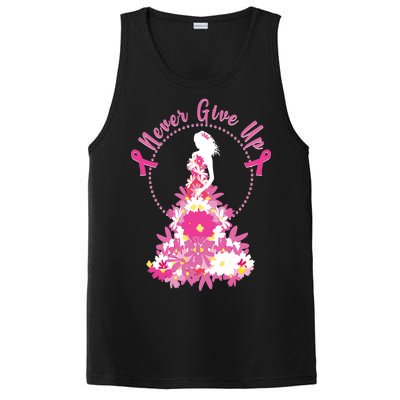 Never Give Up Breast Cancer Awareness Floral PosiCharge Competitor Tank