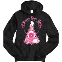 Never Give Up Breast Cancer Awareness Floral Tie Dye Hoodie