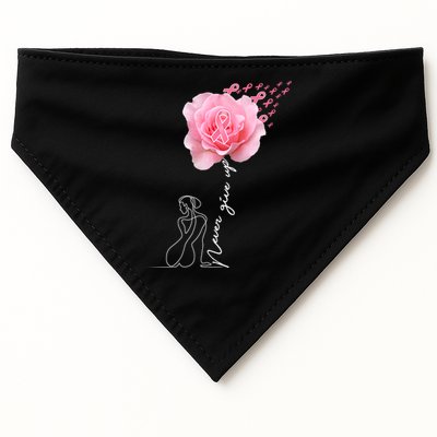 Never Give Up Breast Cancer Rose USA-Made Doggie Bandana