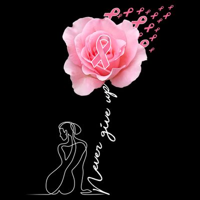 Never Give Up Breast Cancer Rose T-Shirt