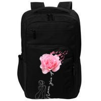 Never Give Up Breast Cancer Rose Impact Tech Backpack