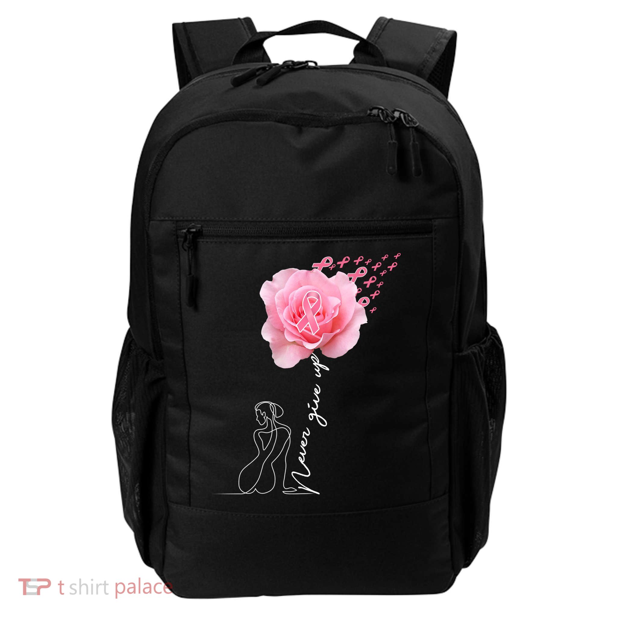 Never Give Up Breast Cancer Rose Backpack