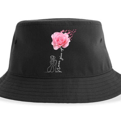 Never Give Up Breast Cancer Rose Sustainable Bucket Hat
