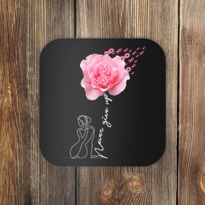 Never Give Up Breast Cancer Rose Coaster