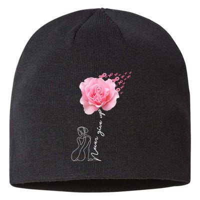 Never Give Up Breast Cancer Rose Sustainable Beanie