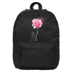 Never Give Up Breast Cancer Rose 16 in Basic Backpack