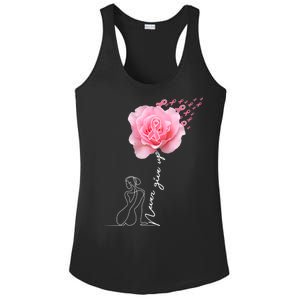 Never Give Up Breast Cancer Rose Ladies PosiCharge Competitor Racerback Tank