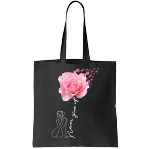 Never Give Up Breast Cancer Rose Tote Bag