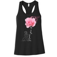 Never Give Up Breast Cancer Rose Women's Racerback Tank