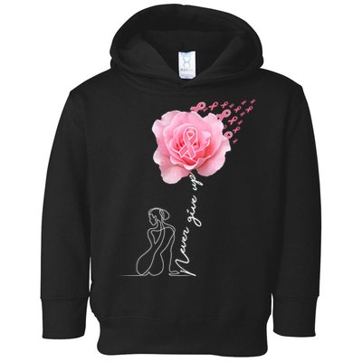 Never Give Up Breast Cancer Rose Toddler Hoodie