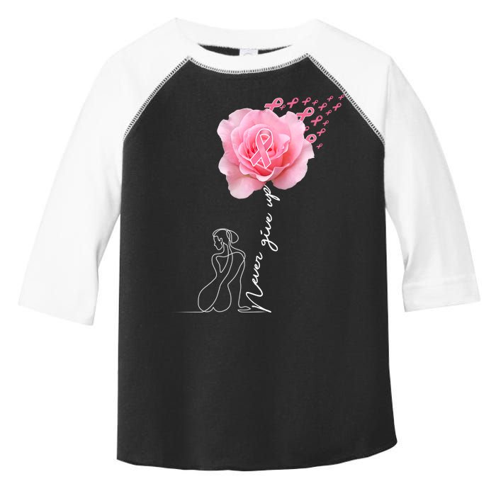 Never Give Up Breast Cancer Rose Toddler Fine Jersey T-Shirt