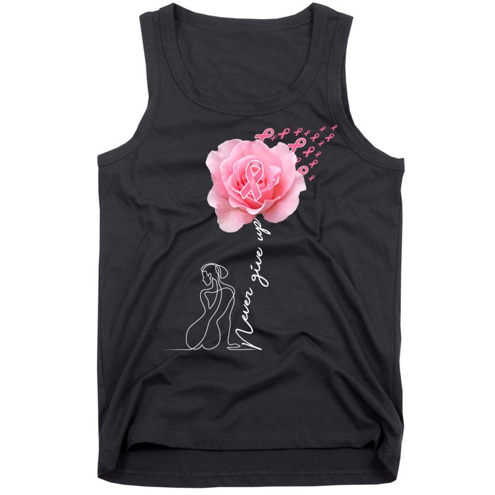 Never Give Up Breast Cancer Rose Tank Top