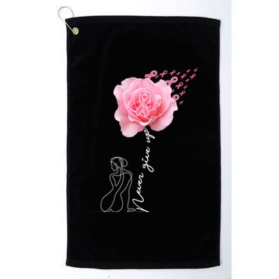 Never Give Up Breast Cancer Rose Platinum Collection Golf Towel