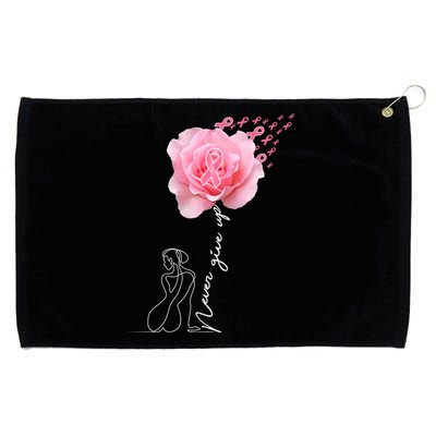 Never Give Up Breast Cancer Rose Grommeted Golf Towel