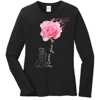 Never Give Up Breast Cancer Rose Ladies Long Sleeve Shirt