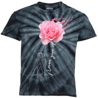 Never Give Up Breast Cancer Rose Kids Tie-Dye T-Shirt