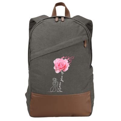 Never Give Up Breast Cancer Rose Cotton Canvas Backpack
