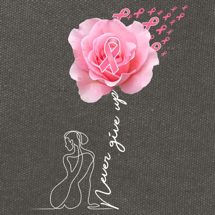Never Give Up Breast Cancer Rose Cotton Canvas Backpack