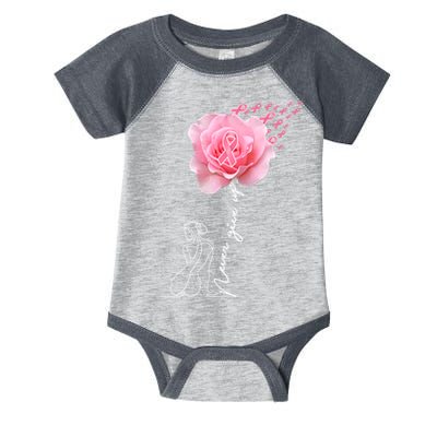 Never Give Up Breast Cancer Rose Infant Baby Jersey Bodysuit