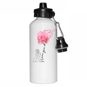 Never Give Up Breast Cancer Rose Aluminum Water Bottle