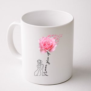 Never Give Up Breast Cancer Rose Coffee Mug