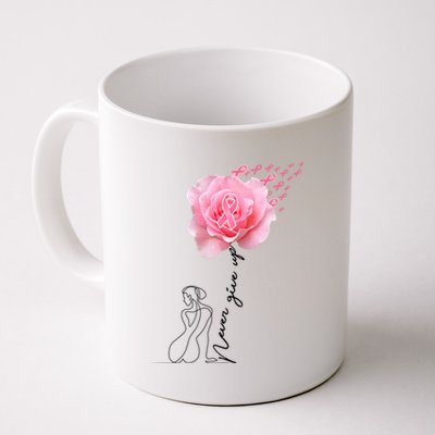 Never Give Up Breast Cancer Rose Coffee Mug