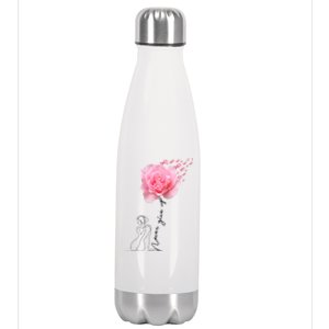 Never Give Up Breast Cancer Rose Stainless Steel Insulated Water Bottle