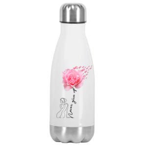 Never Give Up Breast Cancer Rose Stainless Steel Insulated Water Bottle