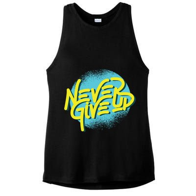 Never Give Up Motivational Ladies PosiCharge Tri-Blend Wicking Tank