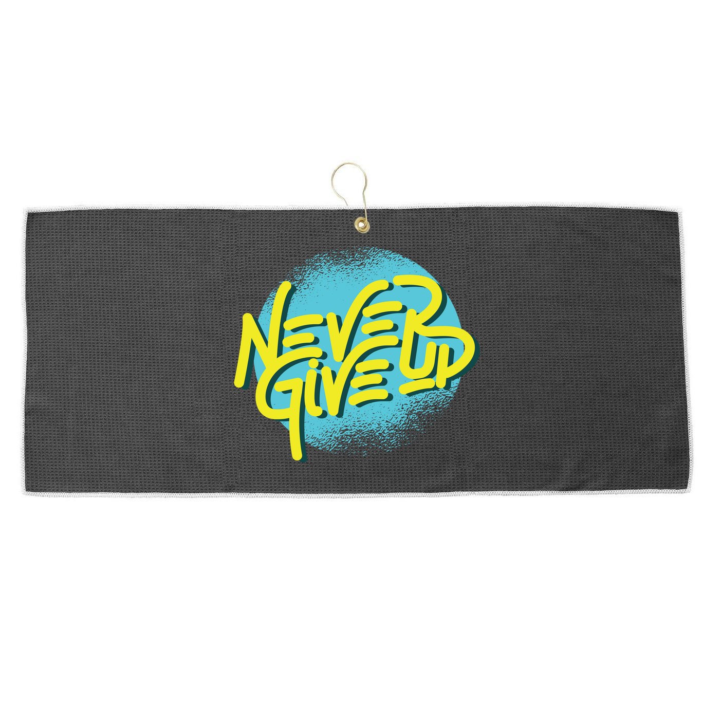 Never Give Up Motivational Large Microfiber Waffle Golf Towel