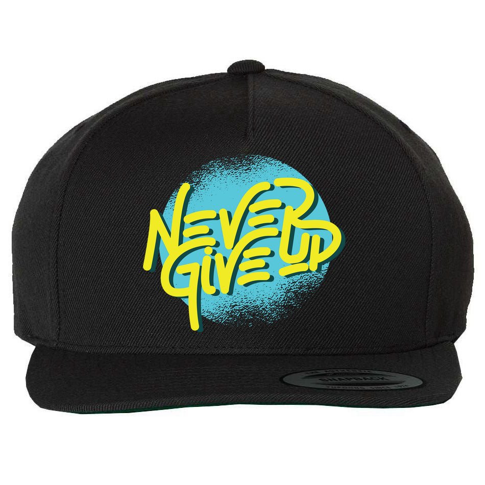 Never Give Up Motivational Wool Snapback Cap