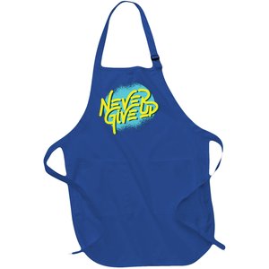 Never Give Up Motivational Full-Length Apron With Pockets