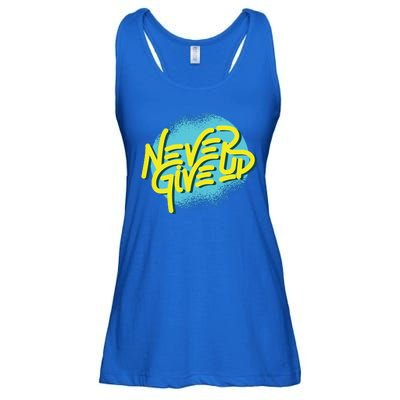 Never Give Up Motivational Ladies Essential Flowy Tank