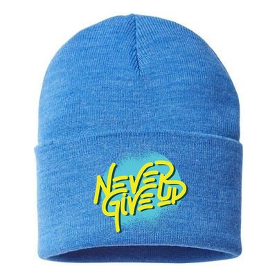 Never Give Up Motivational Sustainable Knit Beanie
