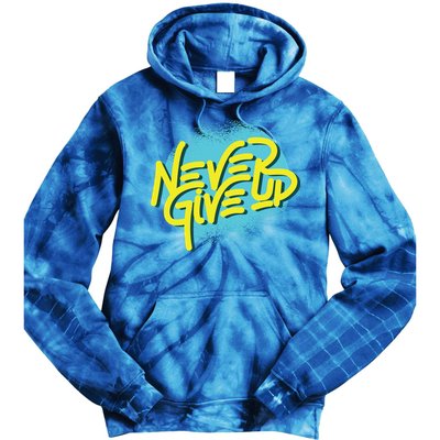 Never Give Up Motivational Tie Dye Hoodie