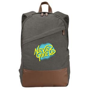 Never Give Up Motivational Cotton Canvas Backpack